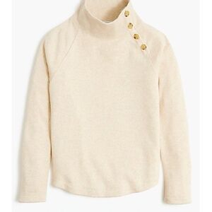 Jcrew Wide button-collar pullover sweatshirt in heather oatmeal
